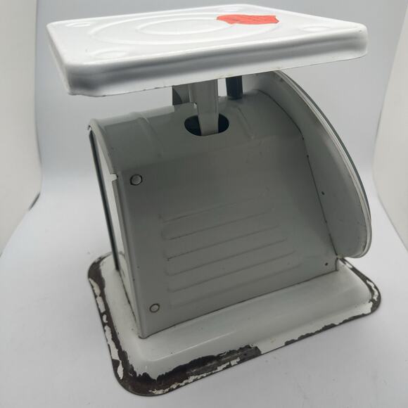 Vintage White Metal American Family Kitchen Scale 25 Lb. Retro Cottage Farmhouse - Picture 4 of 5
